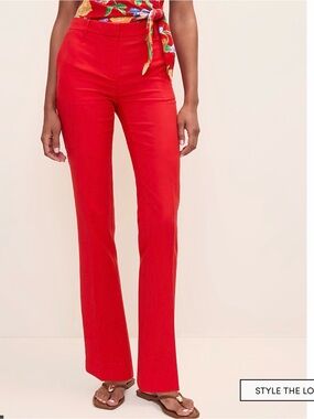 Ann Taylor Bright Red Boot-Cut Pants